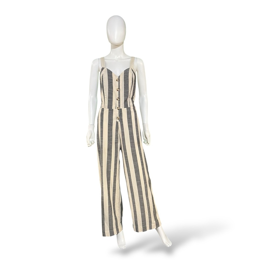 Japna BlackGrey/Oatmeal Striped Jumpsuit, Medium